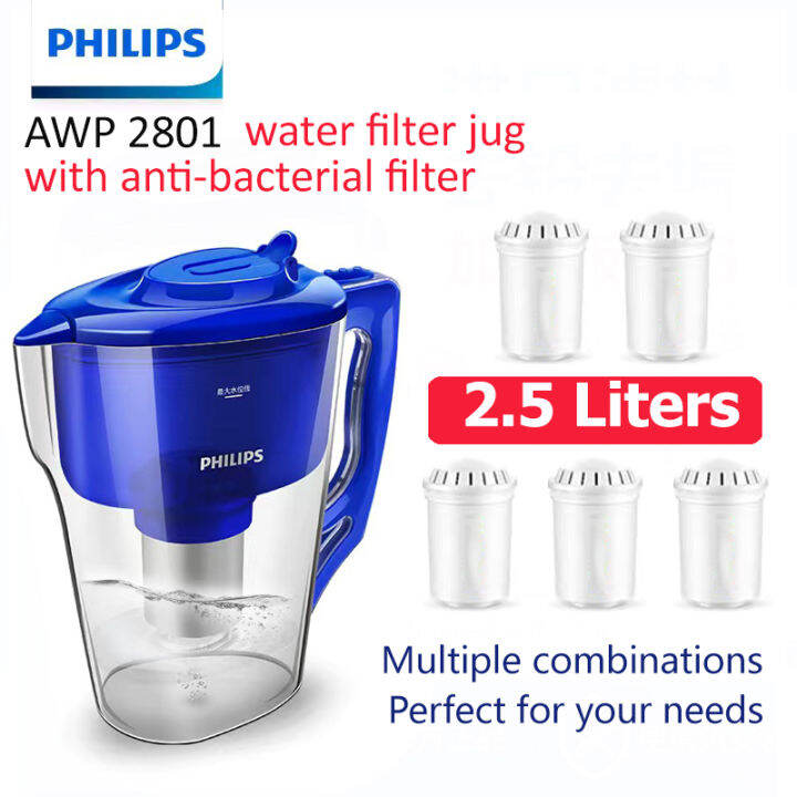 Philips WP2801 2.5L Water Filter jug with bundled AWP3903 anti
