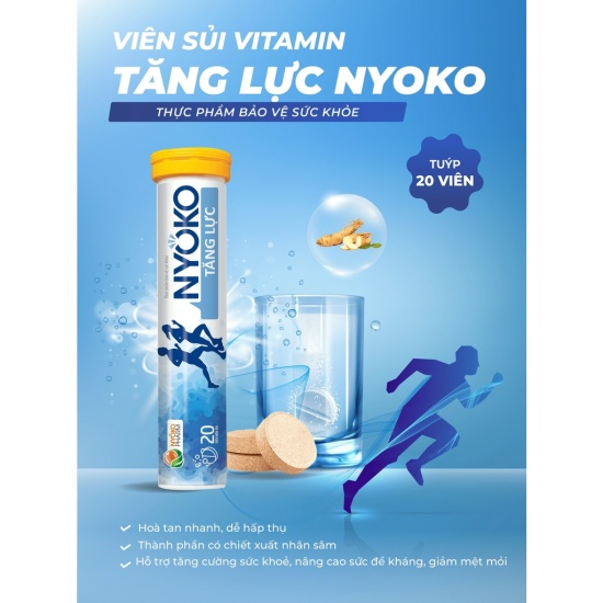 Viên sủi tăng lực nyoko với chiết xuất nhân sâm, vitamin c, b, pp, e - ảnh sản phẩm 1