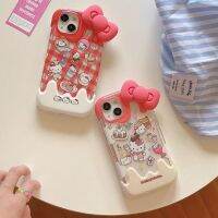 {Doudou Plush} Sanrio Hellokittys น่ารักเคสโทรศัพท์อนิเมะดินสอสี Shin-Chan นักเรียนซิลิโคนผูกโบว์ Iphone 14 13 12 11 Pro Max เคสห่อหุ้ม