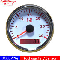 0-3000รอบต่อนาที Tacho วัด85มิลลิเมตร T Achometer ที่มี Hourmeter LED สีแดงสำหรับออโต้คาร์เรือเบนซินดีเซลยานพาหนะ Tacho เซ็นเซอร์ M16 M18