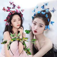 2023 Handmade Wedding Headwear Korean Bride Super Fairy Ladies Garland Headband Wedding Butterfly Headband Hair Accessories