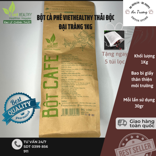 Bột cà phê nguyên chất enema viet healthy túi 1kg thải độc đại tràng - ảnh sản phẩm 1