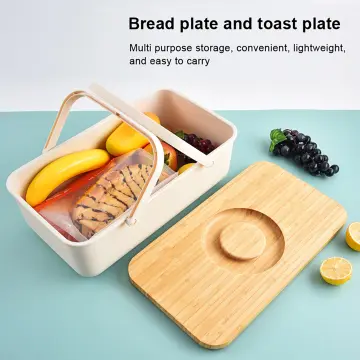 Bread Box Bamboo Bread Buddy Dispenser Multi Functional Food Storage Holder  Large Capacity Bread Bin For