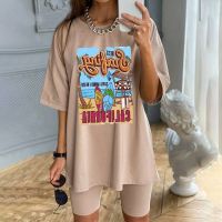 1Pcs สีขาว Tees ฤดูร้อน Casual Oversized Tee ที่ดีที่สุดท่อง Santa Monica แคลิฟอร์เนียสตรีสไตล์ Retro เสื้อยืด Vacation Beach เสื้อ