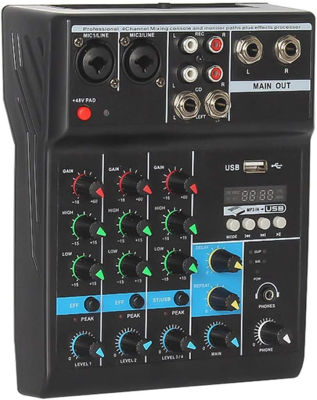 Professional Audio Mixer, ALPOWL Sound Board Console System, Interface 4 Channel Digital USB Bluetooth MP3 Computer Input 48V Phantom Power Stereo DJ Studio Streaming FX 16-Bit DSP Processor 4-Channel