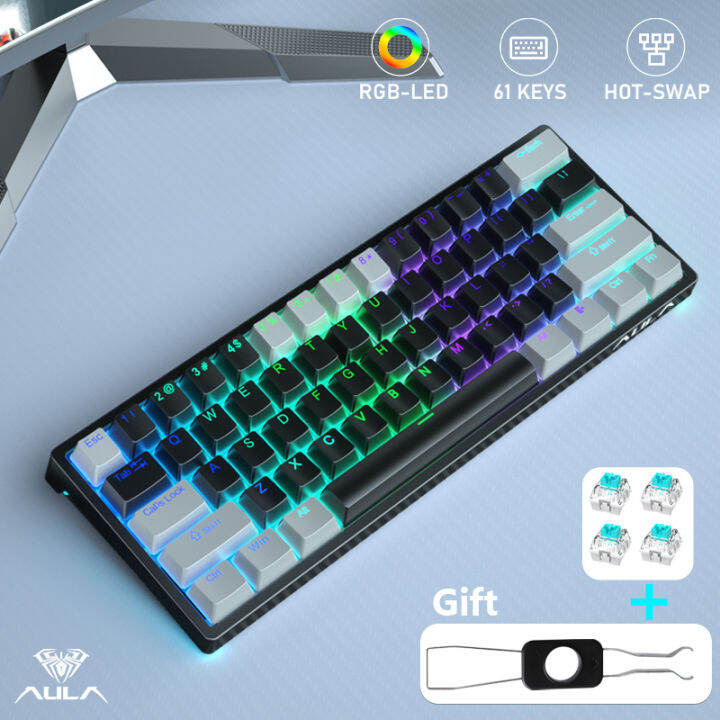 AULA F3261 61 Keys RGB Hotswappable Keyboard Wired Keyboard Type-C Mode ...