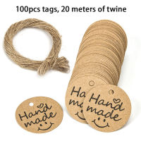 reujiq 【Reday Stock】100PCS Natural Kraft Paper With Twine Gift Tags For Price Garment Tags DIY Tags