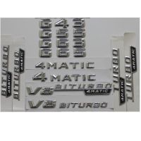 3D Chrome Trunk Fender Badge สำหรับ Benz G43 G55 G63 G65 AMG สัญลักษณ์ BITURBO TURBO 4MATIC สัญลักษณ์