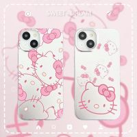 เคสโทรศัพท์มือถือชุบ Sanrio Hello Kitty ลายการ์ตูนน่ารักสำหรับ iPhone 14 Pro Max เคสนิ่มกันกระแทกฝาหลังโทรศัพท์สำหรับ iPhone 13 Pro Max โทรศัพท์ Hello Kitty เคสสำหรับ Apple 12 11เคสห่อหุ้ม