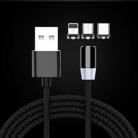 สินคัาคุณภาพสายถักไมรโค USB สายชาร์ทแม่เหล็กชนิดเปลี่ยนหัวได้ 3 in1+หัว USB ชาร์ทเร็ว 2.4 A สาย USB หัวหมุนได้ 360 องศาSansung Vivo Oppo Huawei สามารถใช้ได้ทั้งระบบ Android/Ios หัวเปลี่ยนมี 3 หัว ซัมซูง Ios Type C