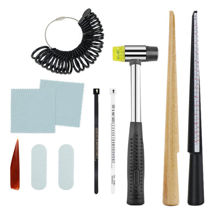 11 pieces/set ring extender rod mandrel handle hammer ring sizer finger