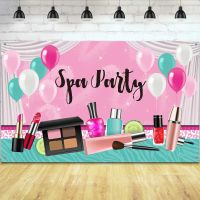 【JIU YU】✥♧♧  Decoração de festa spa para menina fundo rosa doce copo e prato descartáveis toalha de mesa fotografia de aniversário maquiagem