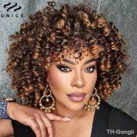 【hot】✆  Unice Human Hair Afro Wig With Bangs Short Curly for Big Bouncy Fluffy Glueless Cap Air Wear Go Wigs