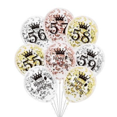 6pcs/lot number 55 56 57 58 59 birthday balloons rose gold silver 55th 56th 58th party decorations happy anniversary balloon