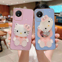 เคสโทรศัพท์ Vivo Y27 5G Y36 Y02 Y02A ดีไซน์มันเงาสวยงามพร้อมกระจกแต่งหน้าลูกแมวปลอกซิลิโคนอ่อนนุ่มเคส vivo y36 เหมาะสำหรับปกโทรศัพท์ของผู้หญิง