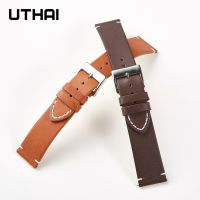 UTHAI F08 Leather Strap Watchband Band Matte Soft Quick Release Simple Thin Bracelet Cowhide Retro 16mm 18mm 20mm 22mm 24mm