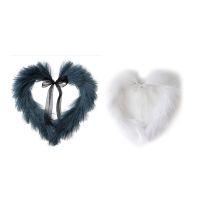 Faux Pampas Wreath,16.14 Inch Heart-Shaped Autumn Door Wall Ornament, Christmas Artificial Wreath for Boho Style