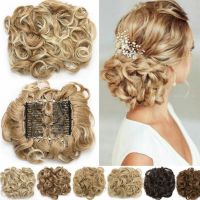 Synthetic LARGE Comb Clip In Curly Hair Extension Chignon Pieces Updo Cover Hairpiece Bun