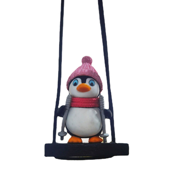 สวิง-sled-เพนกวินจี้รถสุภาพบุรุษเพนกวินอัตโนมัติกระจกมองหลังตกแต่งรถอุปกรณ์ภายในตุ๊กตาสัตว์ของเล่น