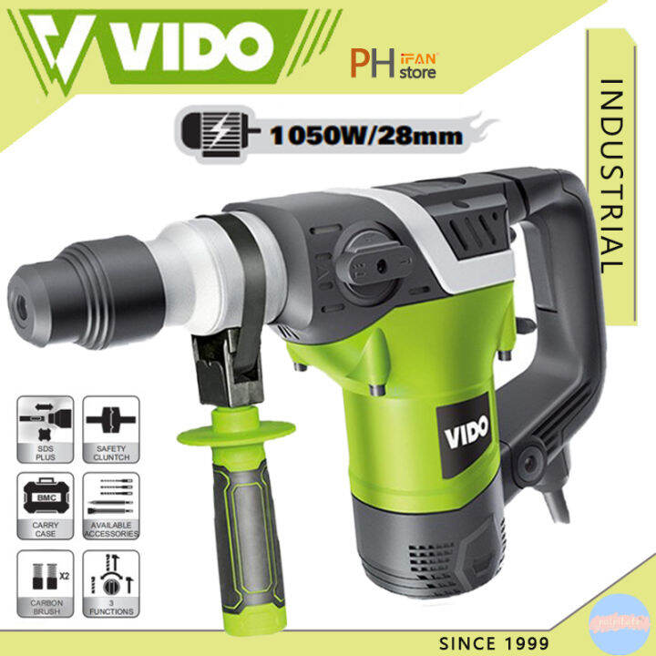 VIDO Original 1025W Concrete Heavy Duty Chipping Gun with Rotary Hammer