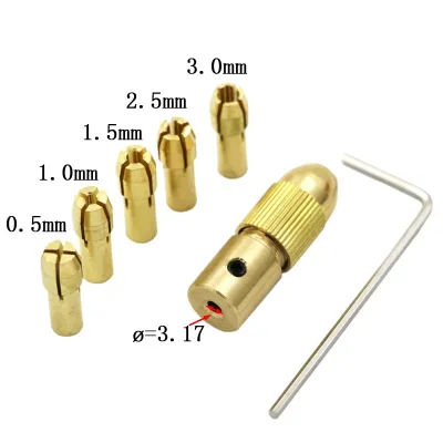 7 Pcs 0.5-3mm Small Electric Brass Drill Bit Chuck Electric Motor Shaft Clamp With Allen Wrench Drill Bit power tool accessory