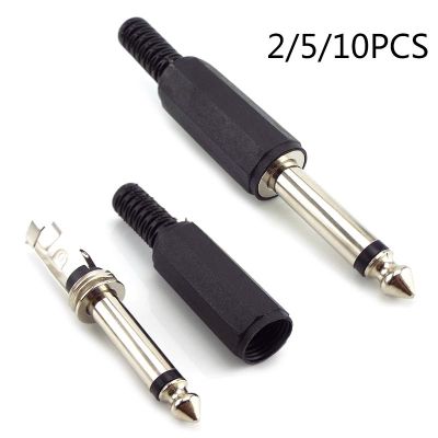 【CW】 2/5/10pcs 6.35 / 6.5 2 Pin Microphone jack plug in Audio Connector 6.35mm 6.5mm Pole Mono Amplifier Plug