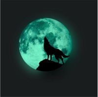 ZZOOI Luminous Moon Wolf Wall Sticker Glass Decoration Painting Home decor wall decals poster home decoration accessories