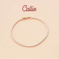 [Dd】ร้าน Callie พรีเมี่ยม14K ชุบทองสร้อยข้อมือเพชรเทนนิสโอชะ Callie