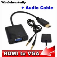 ☂☬ HDMI-compatible to VGA Audio Cable Male To Female 1080p Video Converter Adapter For Xbox 360 Android TV Box Media Player