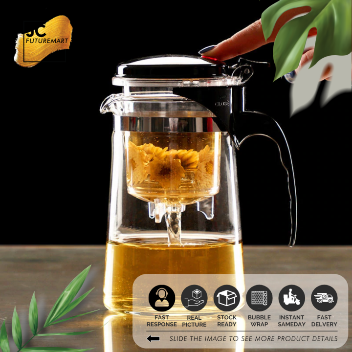 TEA INFUSER POT 750ML PUSH BUTTON TEKO TEH SARINGAN KACA Lazada
