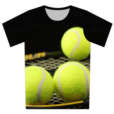 Joyonly 2022 Summer New Fashion Children 3D T-Shirts Tennis Pattern Printed T Shirts Boys Girls Kids Cool Clothing Funny Tops