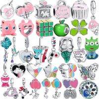 925 Silver Pink Ice Cream Electric Car Green Apple Frog Tricolor Balloon Beads Fit Original Pandora Charms Bracelet Fine Jewelry