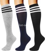 Compression Socks Black White Stripe JK Woman Socks Long Socks Solid Color Knee High Socks Kawaii Cosplay Sexy Nylon Stockings