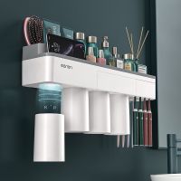 【jw】❍ BAISPO-Adsorção Magnética Suporte Escova De Dentes Invertido Cup Wall Mount Limpador Do Banheiro Rack Armazenamento Conjunto Acessórios Banheiro