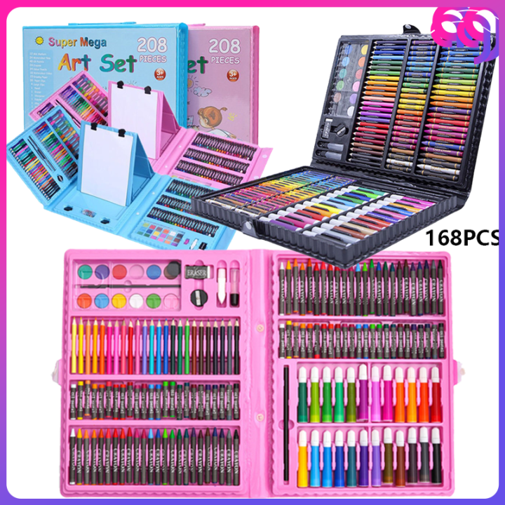 168pcs Mega Art Coloring Set Painting Set Color Set Water Color Pen Crayon  Drawing Set for Children Gifts Tools Kit