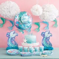 《Glass house》 Little Mermaid Party Tableware Set Happy Birthday Party Decorations Kids Favor Under The Sea Straw Paper Plate Baby Shower Decor ซื้อทันทีเพิ่มลงในรถเข็น