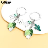 Potted Enamel Keychain Cactus Pendants Keyrings Men Car Handbag Accessories Souvenirs