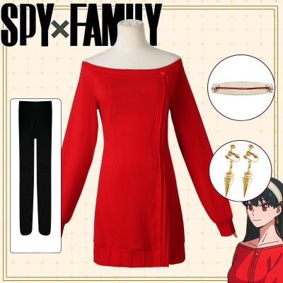 Yor Forger Cosplay Long Red Knitting Sweater Costume Anime Spy Family Womens Wear