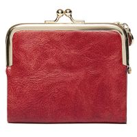 Womens Wallet Small Compact Bifold Leather Vintage Wallet,Ladies Coin Purse with Zipper and Kiss Lock