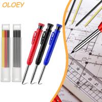 Solid Carpenter Pencil Set with 6 Refill Built-in Sharpener Deep Hole Mechanical Pencil Woodworking Tools Carpentry Scriber