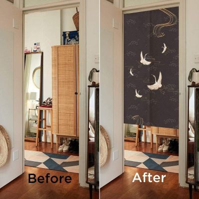 Ofat Home Chinese Traditional Painting Tapestry Doorway Curtain Marvelous Mountain Ink Painting Door Curtain for Home