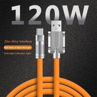 ซิลิโคนเหลวข้อมูล6A ชนิด C 120W สายชาร์จแบบเร็วพิเศษสำหรับเส้นหนาโทรศัพท์ USB เร็ว