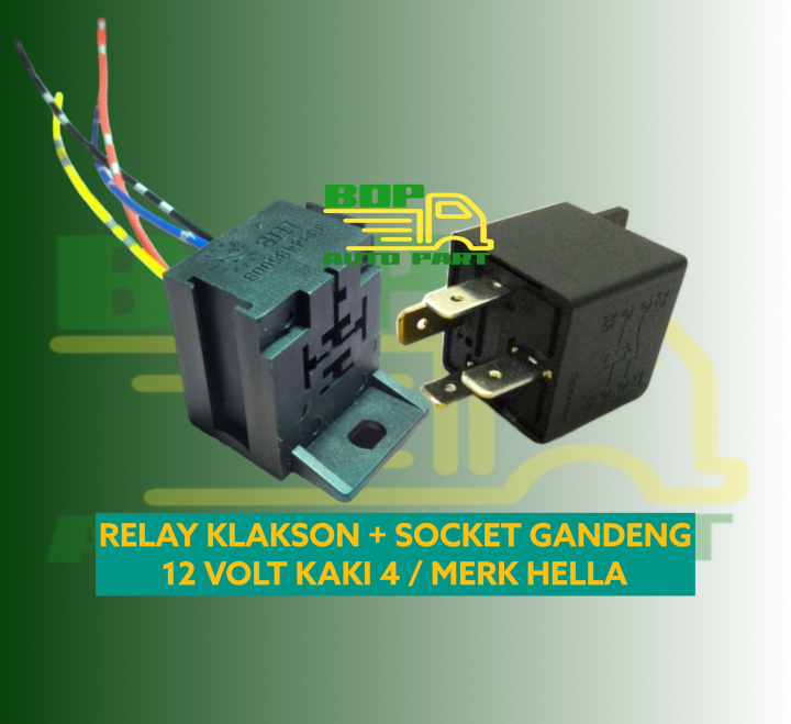 RELAY KLAKSON + SOCKET GANDENG 12 VOLT/KAKI 4.... MERK HELLA... HARGA