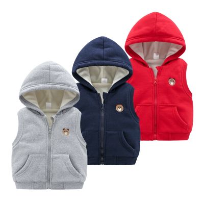 （Good baby store） Hooded Child Waistcoat Zip Kids Fleece Hoodie Vest Warmth Comfort Baby Girls Boys Jackets No-Pilling Children Outerwear 1-7Years