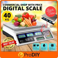 ○✼ PRODIY 40kg Electronic Digital Price Computing Rechargeable Supermarket Counting Scale Penimbang Harga Timbang 菜市电子秤