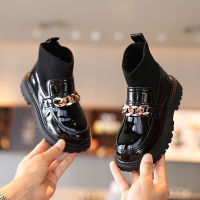 Girls Leather Boots Rhinestone Flying Woven Stitching Princess Boots Kids Leather Soft Sole Boots New Shoes Chic Casual Sweet