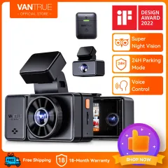 Vantrue 3 Channel 2.5K WiFi Dash Cam Front and Rear Inside, 3 Way Triple  GPS Dash Camera 1944P+1080P+1080P with STARVIS IR Night Vision, Voice