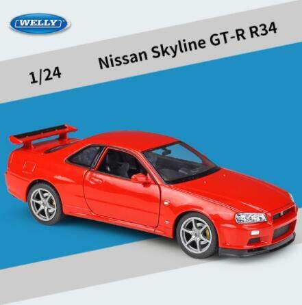 Welly 1:24 Nissan Skyline GTR R34 Alloy Sports Car Model Diecast Simulation Metal Toy Racing Car Model Collection Gift Toys Boys