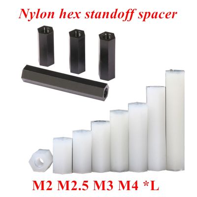 20/50pcs M2 M2.5 M3 M4 Nylon standoffs Black/white female to female Hex Nylon standoff spacer Flat head plastic spacing screws