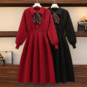 Sét đầm bầu v6420 thu đông len quảng châu cao cấp gồm váy 2 dây và áo len